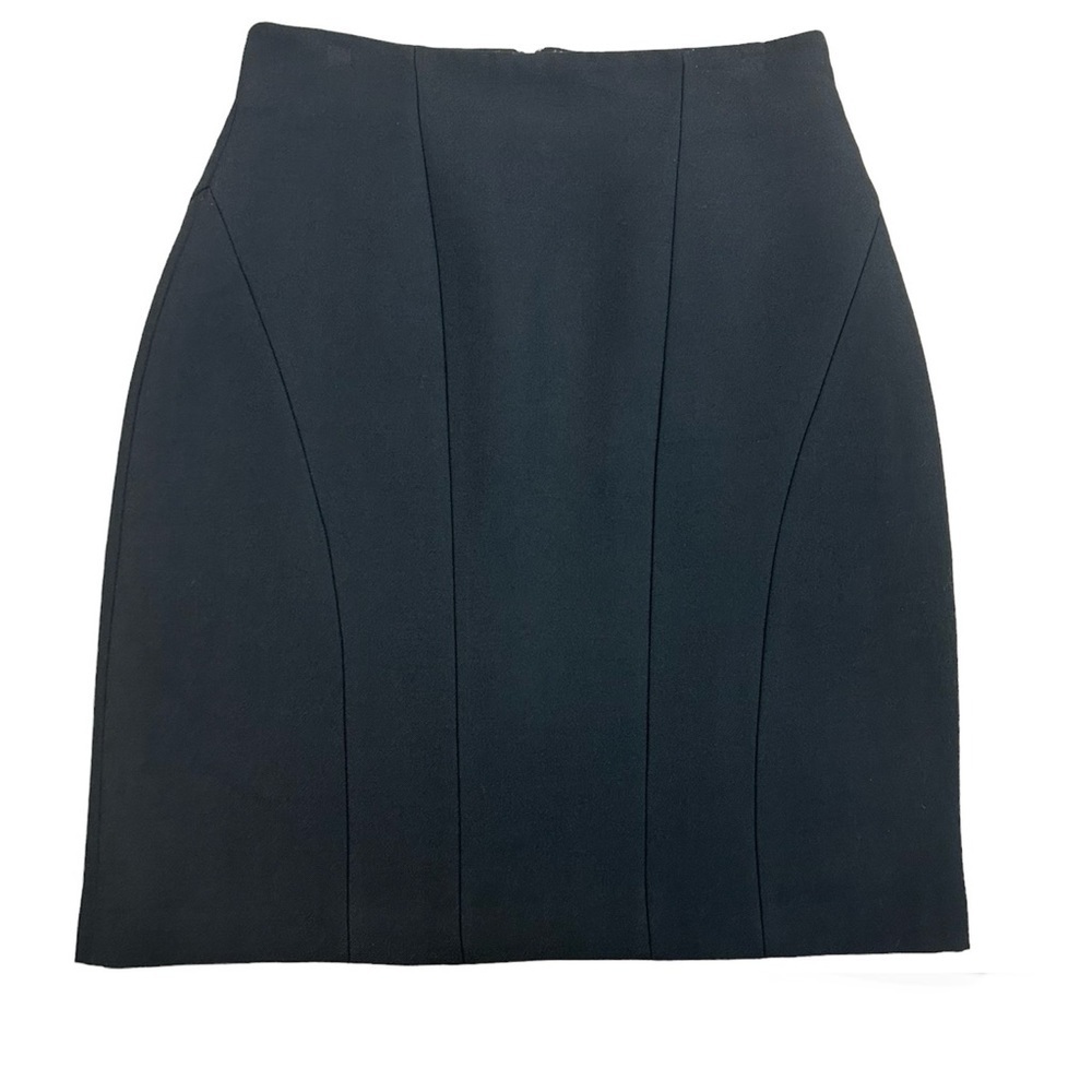 Tara Jarmon black wool stretchy bodycon bandage mini skirt Sz M